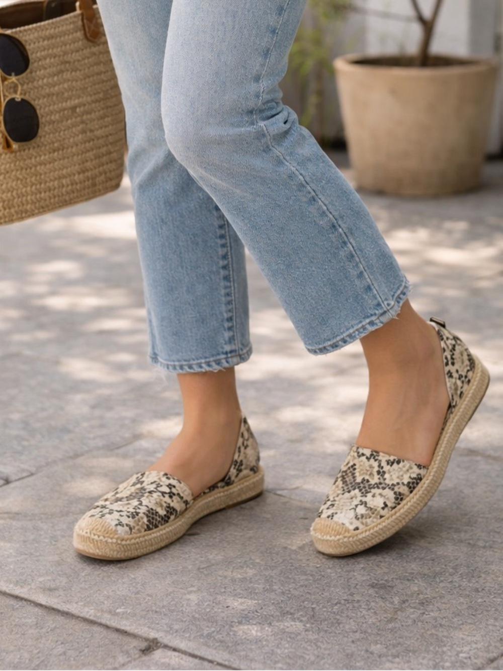 1.STATE Dela Roccia Snake Leather D’Orsay Espadrille Flats 7.5